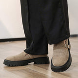 Round Toe Soft Comfortable Backless Half Loafers Classic Good Quality Durable Summer Casual Men Genuine Leather Slippers