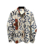 2026 Retro Full-length Printed Men's Long-sleeved Shirt Autumn New Korean Style Loose Fashionable Distinctive Polo Shirt