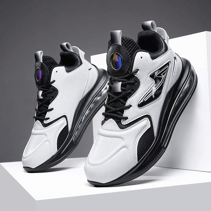 Premium Leather Sneakers with Air Cushion Midsole Ergonomic Support Breathable Walking Running Shoes for Men