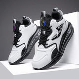 Premium Leather Sneakers with Air Cushion Midsole Ergonomic Support Breathable Walking Running Shoes for Men