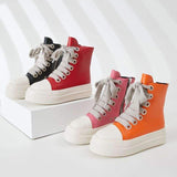 Chaussures Outdoor Casual Sepatu Wide Shoelace Leather Boots Ladies Platform Sneakers