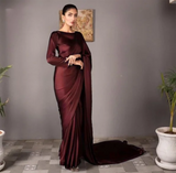 Stitched Long Pallu Silk Saree With Blouse,Petticoat
