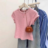 Pure Color Short-sleeved T-shirt Women's Summer Korean-style Slim-fit Inner Wearing Outer Wearing Base Shirt Short T-shirt