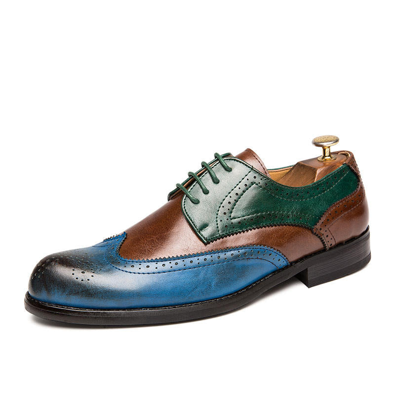 Pointed Toe Good Quality Brogue Print Comfortable Durable Fashion Men Casual Dress Shoes