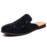 Diamond Blue Shining Half Loafers Comfortable Classy Wholesale Fashion Men Casual Slippers Shoes