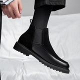 Black Color Comfortable Soft Sole Good Looking Fashion Classic Premium Real Leather Ankle Boots for Men