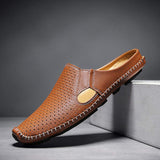 Summer Breathable Good Quality Cook Original Real Leather Slippers Durable Fashion Design Men Genuine Leather Shoes