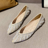 Trendy Large-Size Women's Luxury Pearl & Rhinestone Loafers, Moccasins for Office Ladies, Flat Sepatu Shoes