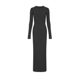 Trendy Hot Girl Crew Neck Dress Long Sleeve Slim Fit Bodycon Maxi Figure-Flattering Essential Slimming Long Dress for Women
