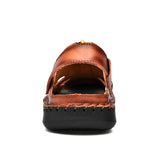 Summer Casual Slippers Fashion Design Comfortable Durable Blue Genuine Leather Sandals Shoes for Men