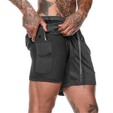 New Summer Double-layer Quick-drying Breathable Men's Shorts Sports Training Running Straight Light Plate Shorts