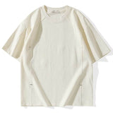 Summer New Men's High Set Stitching Stud Design Light Luxury Simple Casual Spandex/cotton Round Neck Short-sleeved Tee