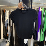 Loose Short-sleeved Plain Trendy Tops for Women Crewneck T-shirt