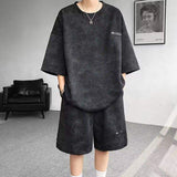 8XL Short Sleeved T-shirt Men's Summer Thin Casual Sports Suit Men's Shorts 2026 New Men Tie Dye Two-piece Set