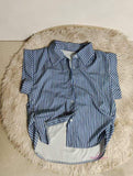 Stripe Chiffon Shirt Casual Tops for Women Loose-fit Short-sleeved Blouse