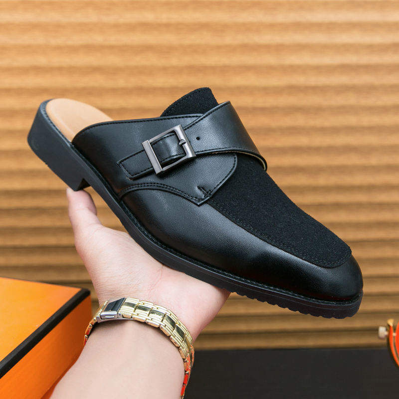 Monk Strap Casual Summer Half Loafers Classic Daily Comfortable Sandals for Men Mules Durable Slippers