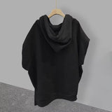 Men Half Zip Hooded Sweatshirt Vest Loose Casual Streetwear Solid Color Zipper Hoodie Tee