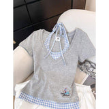 New Design Contrasting Colors Women's T-shirts Loose-fit Simple Fashionable T-shirt Women's Clothing