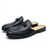 Babouche Homme En Black Dress Shoes Slip on Flat Casual Shoes for Men Dress Half Shoes