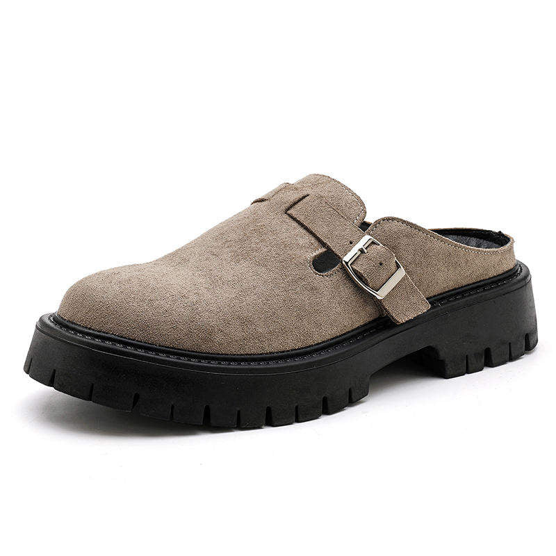 Round Toe Soft Comfortable Backless Half Loafers Classic Good Quality Durable Summer Casual Men Genuine Leather Slippers