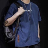 Men's 230g Cotton Oversized Washed Gray T-Shirt with Letter Print, Casual Streetwear Tee