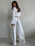 Tie Waist Long Sleeve Long-pant Pajama Set - New Autumn Style Modal Fabric Export-oriented Loungewear