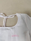 2026 New Arrival Women's Square Neck Flare Sleeve Corset Top with Vertical Seam Detail for Daily Wear