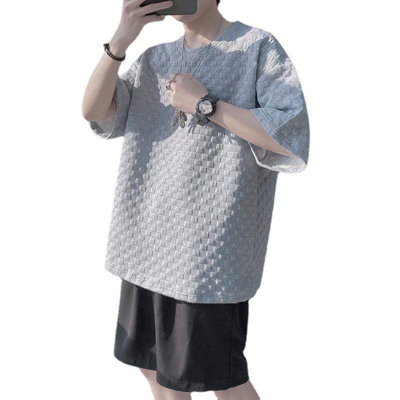 Casual Men's Summer T-Shirt, Bubble Textured Crew Neck Short Sleeve Top, 2026 New Streetwear Tee