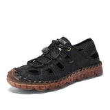 Genuine Leather+Mesh Breathable Fashion Casual Shoes Hard Wearing Close Toe Men Summer Sandals