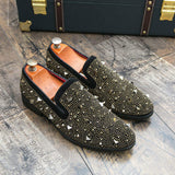Rivet Upper Golden Luxury Dress Shoes Men Durable Good Looking Formal Daily Outdoor Slip on