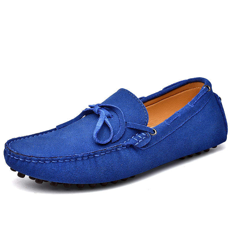 Genuine Leather Men Casual Shoes Loafers Moccasins Breathable Slip on Black Driving Shoes Plus Size