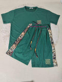 Men's Casual Summer Sportswear Set Quick-Drying Thin Top With Short Sleeve and Printed Sport Shorts