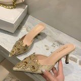 New Elegant High Heel Sandals, Chic Kitten Mules Slippers