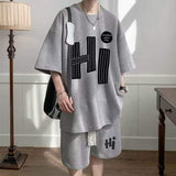 Summer Lightweight Waffle Texture Casual Set for Men Featuring Loose Fit Short Sleeve and Shorts Stylish Two-Piece Outfit