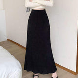 Autumn New Women's High Waist Ruffled A-Line Mermaid Hem Maxi Skirt Lazy Style Casual Slim-Fit Long Skirt for Wholesale
