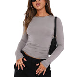 Going Out Fall Fashion Underscrubs Layer Slim Fit Y2K Tops Long Sleeve Shirts Basic Crop Tops