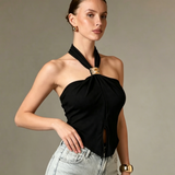 Pure Desire Elegant Women's New Slim-fit Slimming Spice Girl's Inner Top with Chest Pad Base Top