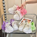 Candy Color Chaussures Femmes Thick Sole Purple Pink Green Chunky Platform Wedges Sneakers for Ladies
