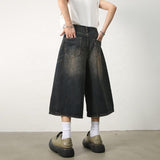 High Quality Loose Streetwear Baggy Vintage Wholesale Jeans Light Washed Selvedge Denim Manufacturer Blank Men's Long Shorts