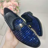 White Wedding Shoes Glitters Diamond Upper Bowknot Fashion Classy Loafer Shoes for Men