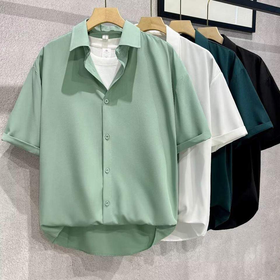 Men's 2026 New Summer Short Sleeve Shirt, INS High-End Texture Trendy Cool Guy Casual Blouse
