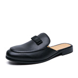 Babouche Homme En Black Dress Shoes Slip on Flat Casual Shoes for Men Dress Half Shoes