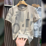 Men Lightweight Wrinkle Free T Shirt Big Letter Print Crew Neck Short Sleeve Tee Summer Casual Loose Fit T Shirts for Men