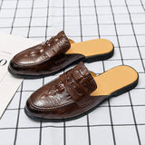 Pantuflas De Hombre Men Black Sole Shoes Backless Low Heel Half Loafers Men Casual Shoes Mules