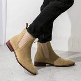 Pointed Toe Faux Suede Leather Ankle Boots for Men Sand Black Color Breathable Fashion Classic Dress Shoes Boots