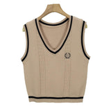 V-neck Classic Tank Top Knitted Vest Retro Sweater