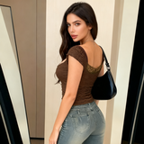 French Style Spice Lace Women's Summer New V-neck Niche Short Outer Wear Top