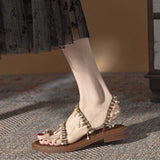 Elegant Roman Women's Pearl-Embellished Summer Slippers - Trendy Ladies' Footwear