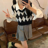 Women's Casual New V-Neck Sweater Vest Long Knitted Waistcoat for Spring Autumn Women's Cold Vest