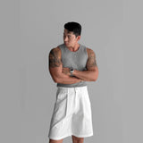 Men U Neck Ribbed Tank Top Slim Fit Sleeveless Basic Casual Streetwear Vest